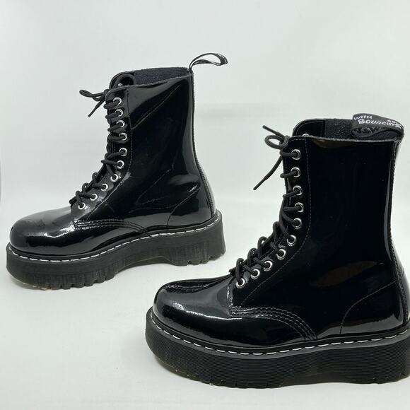 DR MARTENS Aggy 1490 Platform Patent Leather Boots - Picture 4 of 8